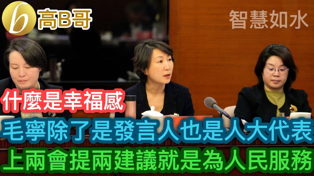 什麼是幸福感 毛寧除了是發言人也是人大代表 上兩會提兩建議就是為人民服務［智慧如水 – 高B哥 GBG］