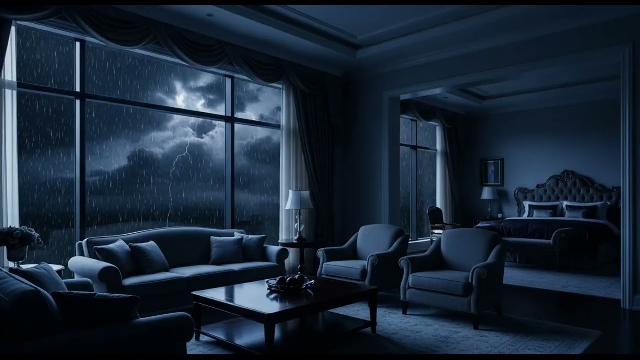 City Rain & Distant Thunder 🌧️⚡ | 8 Hours Night Rain on Window for Deep Sleep & Focus