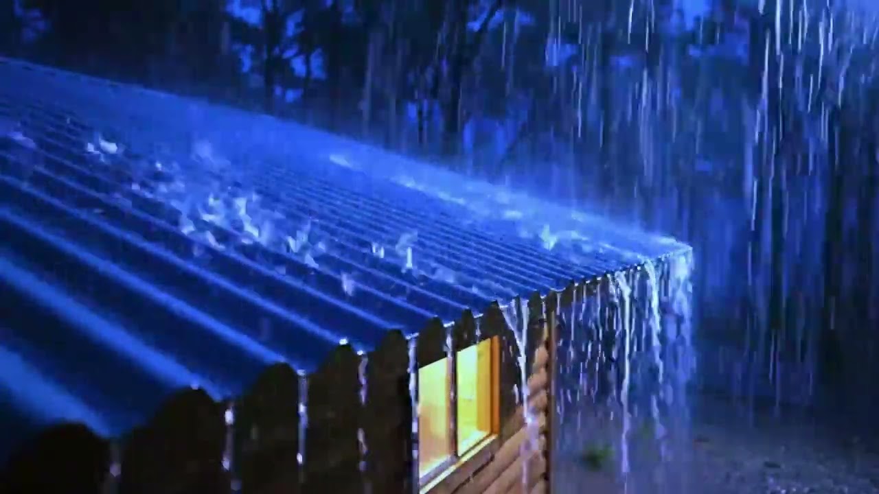 Relaxing Rain on Tin Roof at Night | Continuous Rain Sounds for Sleep, Focus, and Calm Night 377