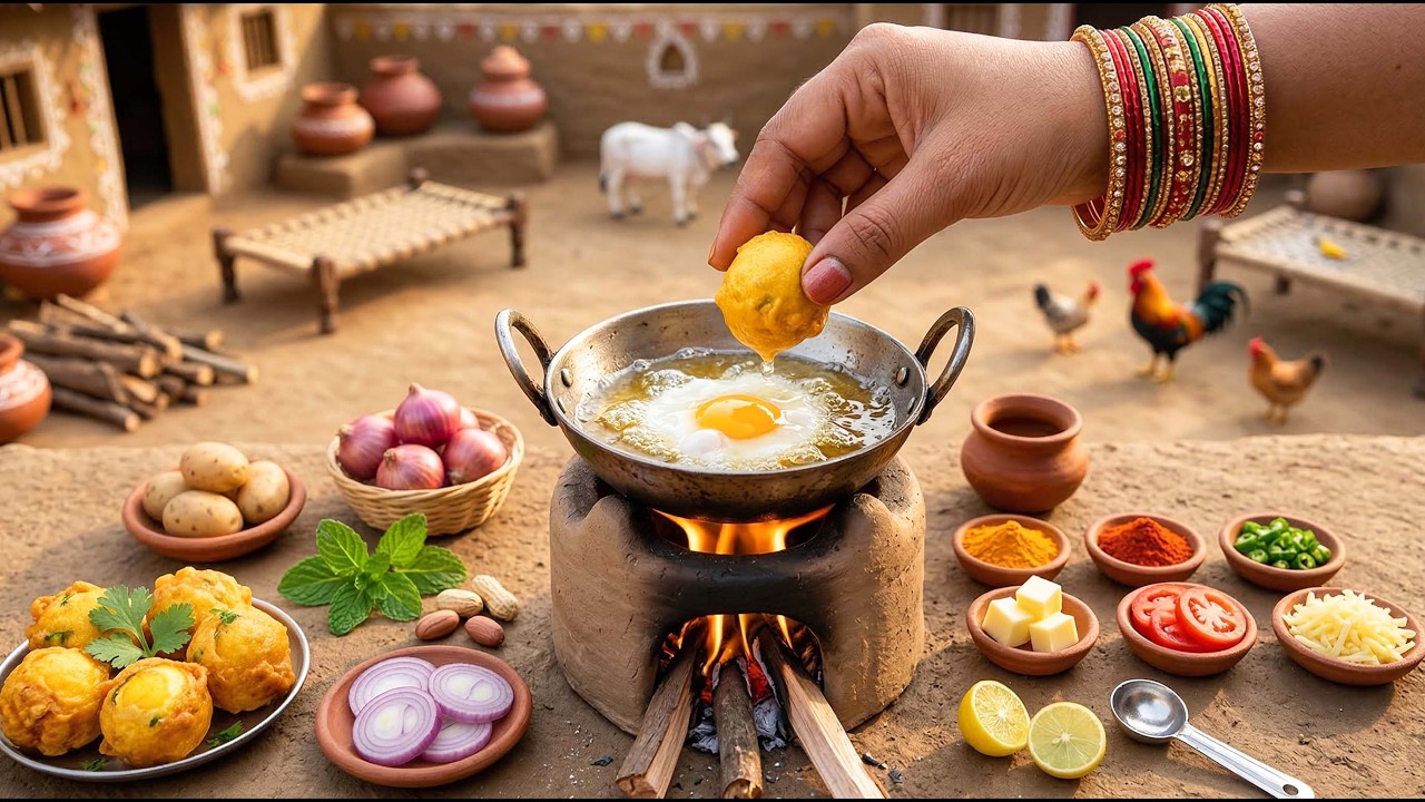 Yummy Fried Egg Pakora Miniature Recipe 🥚😋 Tiniest Indian Food Ever | Tini Foodkey