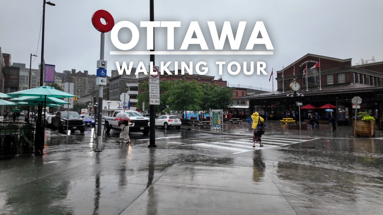 Walking in the Rain Ottawa ByWard Market | 4K Rain & City Ambience