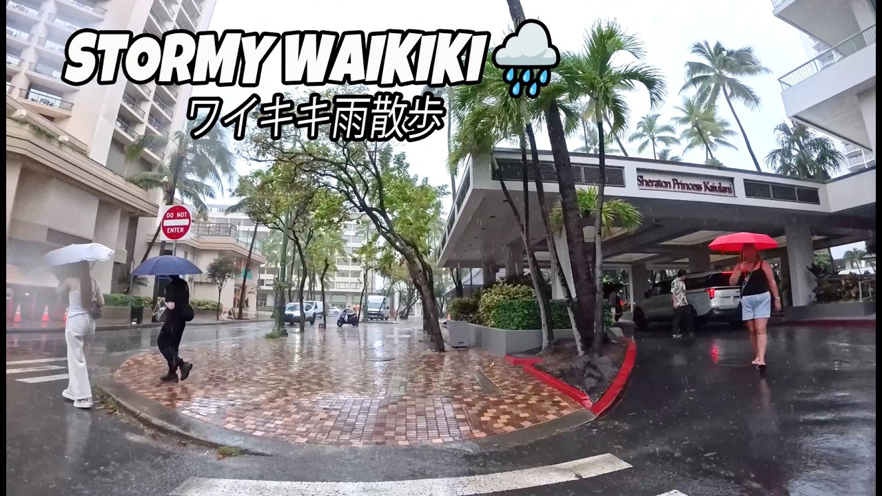Waikiki Walk in the Rain 🌧️ | Stormy Kalākaua Ave | Part 3 | ワイキキ雨散歩