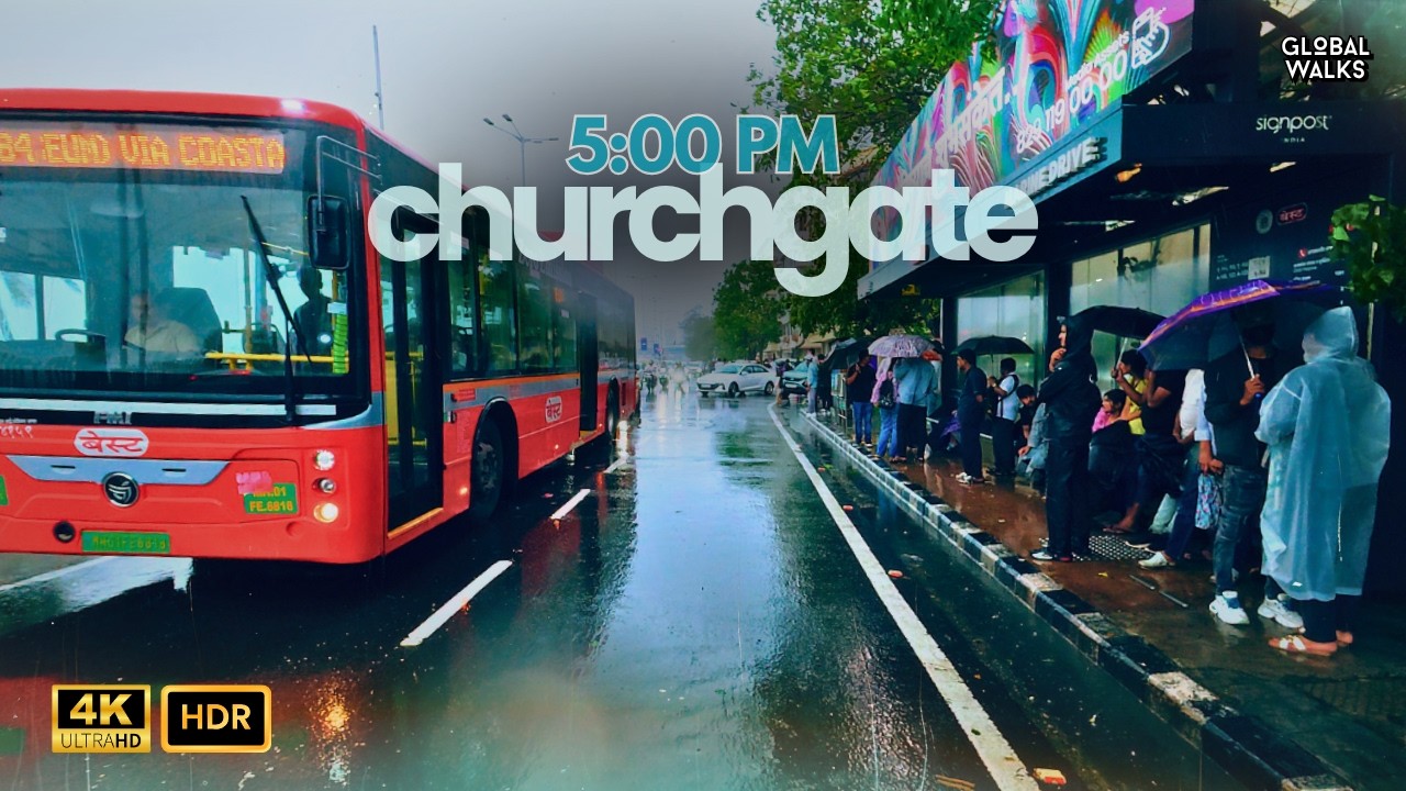 Churchgate Monsoon Rain Walk | Mumbai 4K HDR