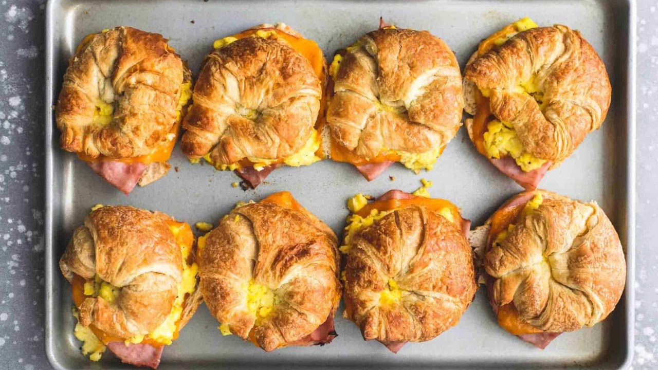 Baked Croissant Breakfast Sandwiches