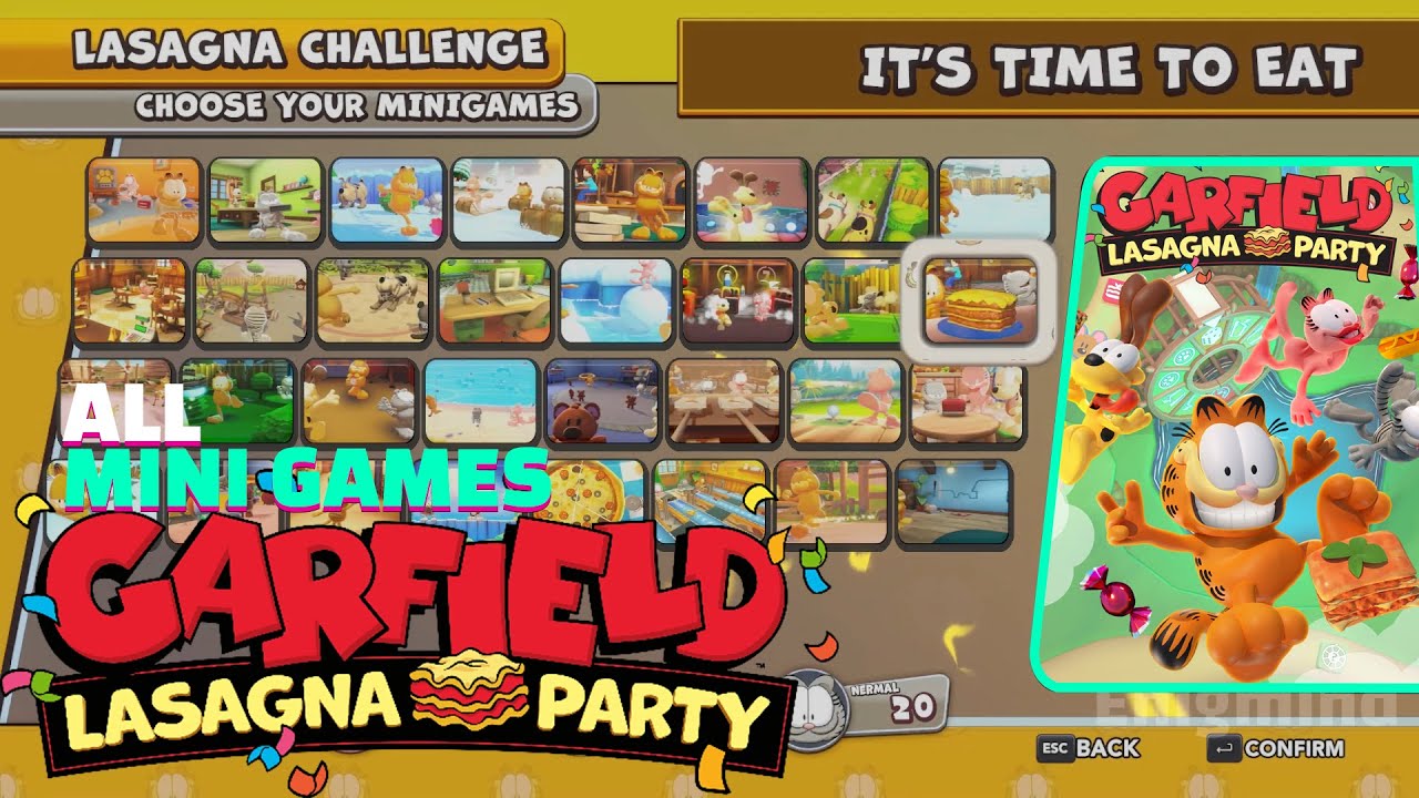 Garfield Lasagna Party - All Mini Games HARD ( All 32 Mini-Games Lasagna Challenge)