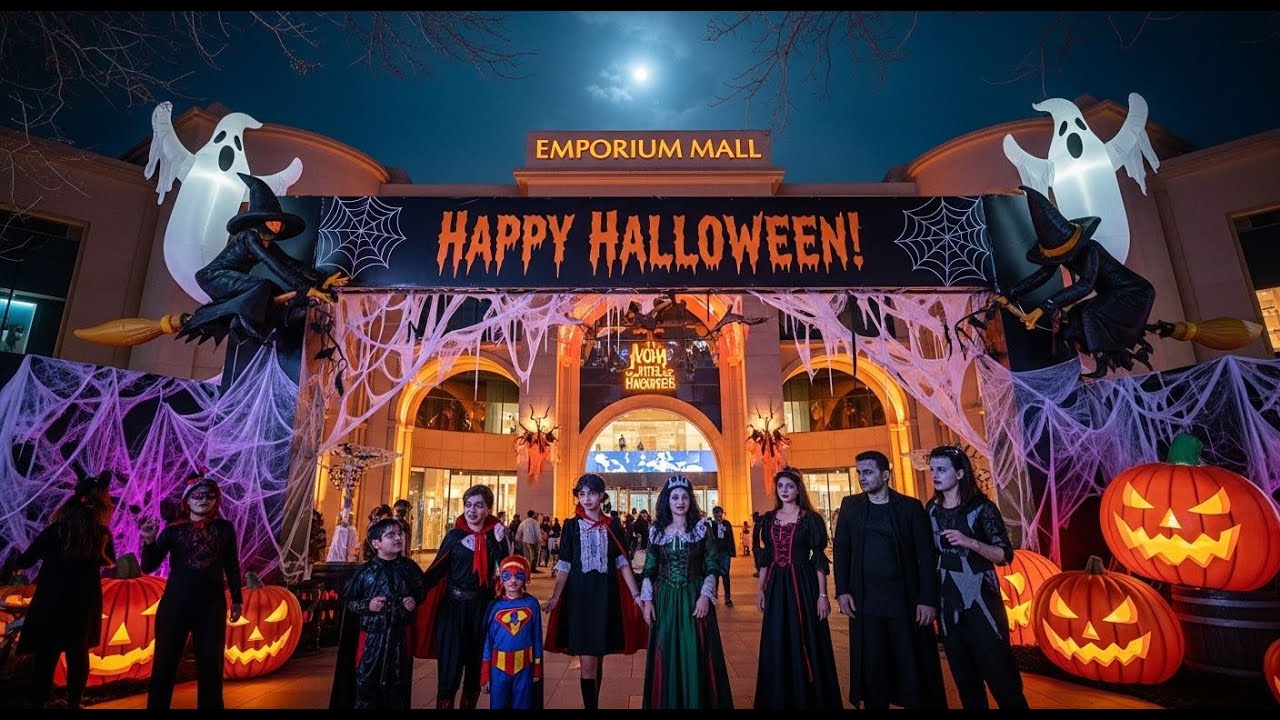 Halloween Night at Emporium Mall Lahore 🎃 | Spooky Decorations & Fun Moments 2025
