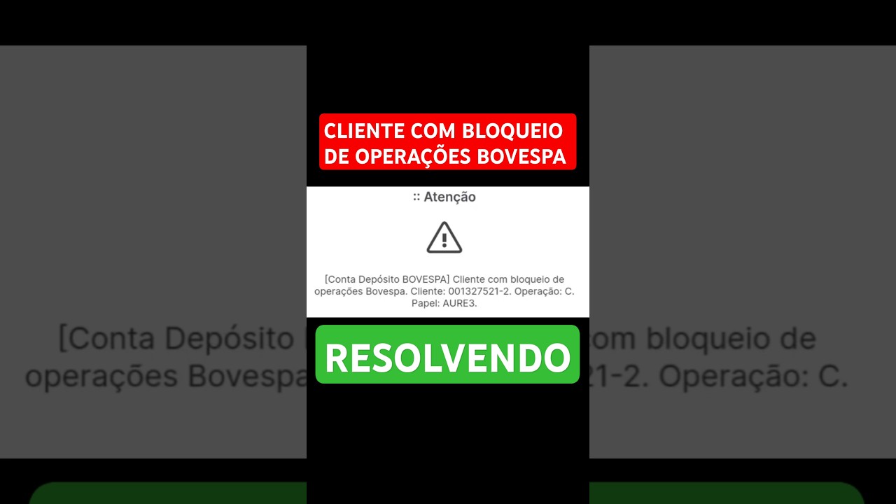 Cliente com bloqueio de opera&ccedil;&otilde;es Bovespa #cliente #bloqueio #opera&ccedil;oes #bovespa #bolsadevalores #oi