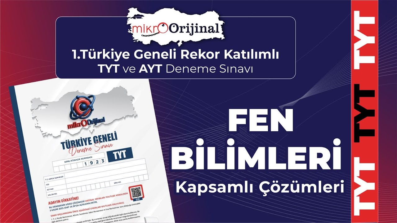 Mikro Orijinal Yayınları 1. Türkiye Geneli Denemesi TYT Fen Bilimleri Çözümleri