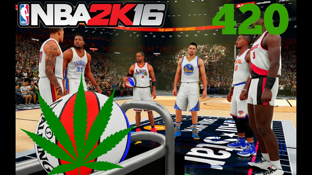 NBA 2K16: Weed Smokin' Three Point Contest! KD, Iverson, Klay, JR Smith, Beasley, Cliff! #420 #PS4