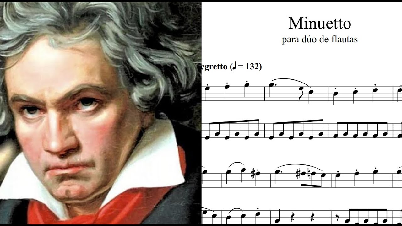 Minueto en dúo para flautas. Beethoven. Partitura.