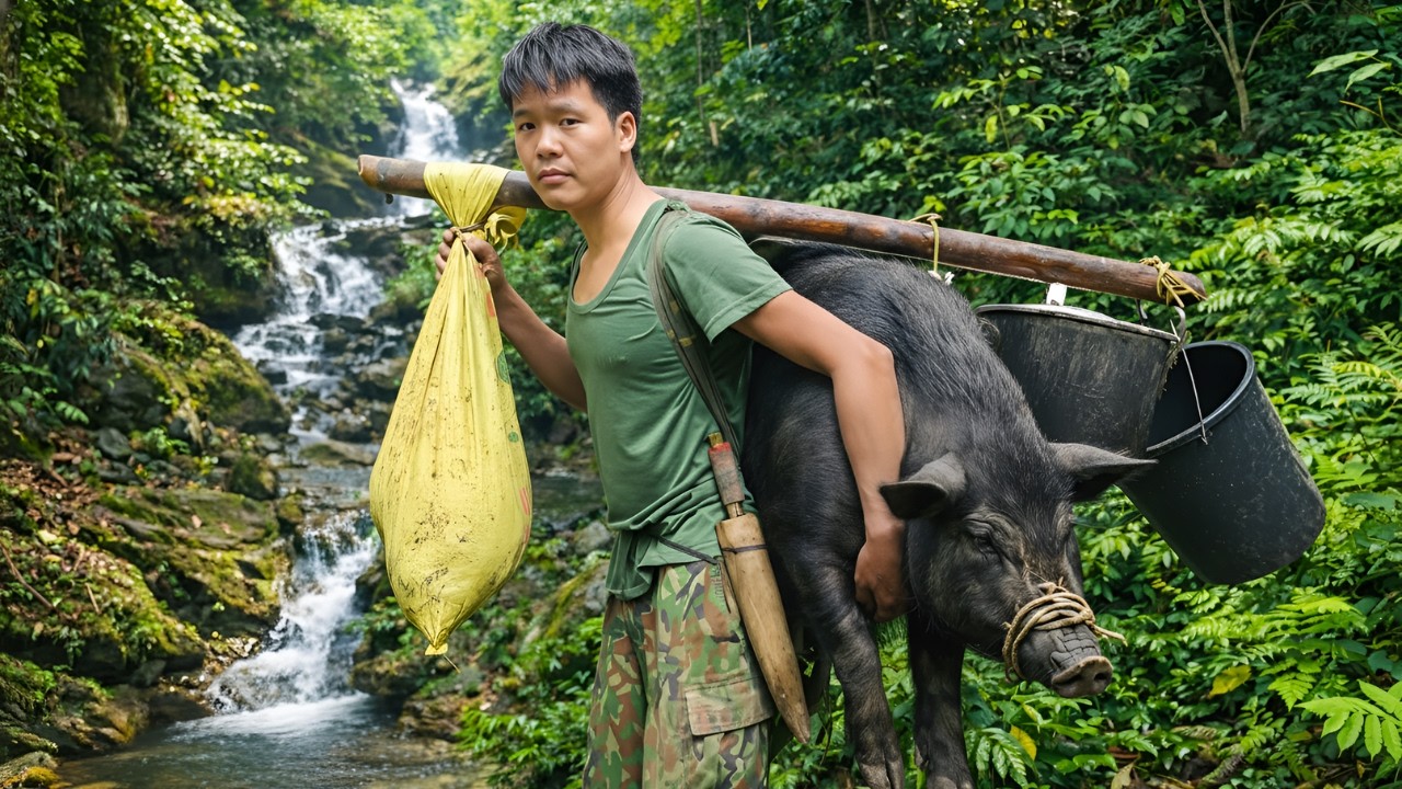 Return to the old shelter - Catching wild boars and moving them to a new pen, green forest life