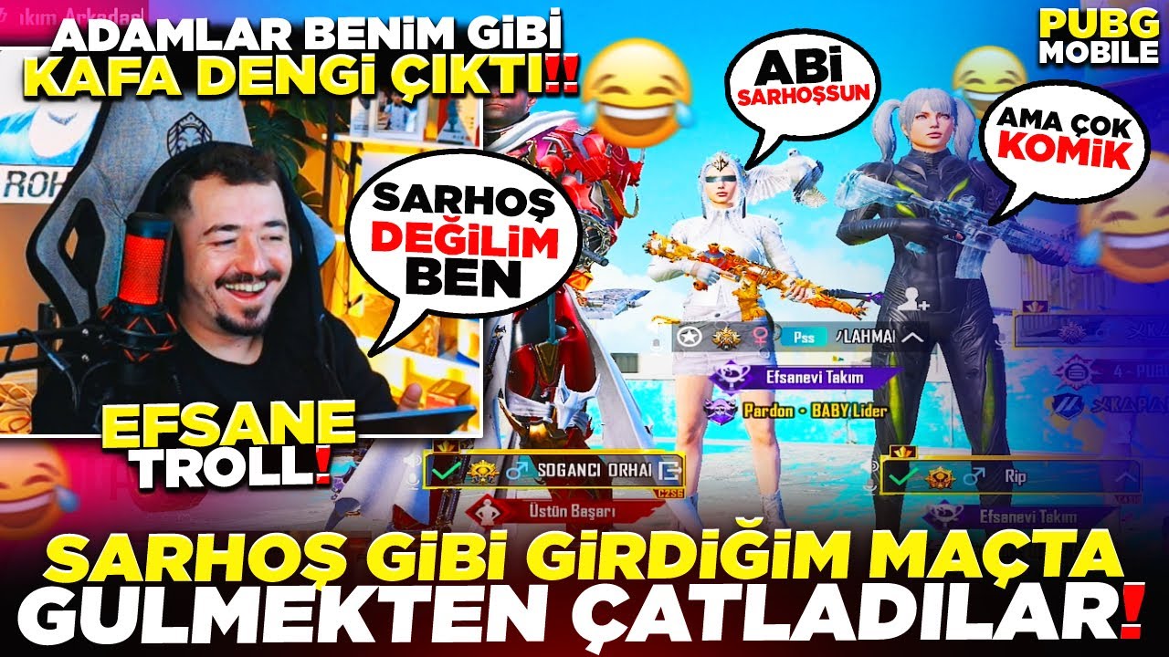 SARHOŞ GİBİ GİRDİĞİM MAÇTA TAKIMI GÜLMEKTEN ÇATLATTIM - PUBG MOBİLE ROHAN TROLL