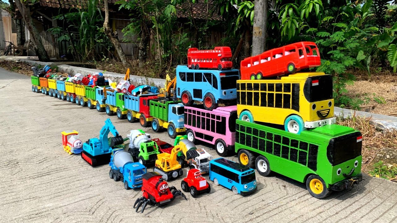 WADIDAW  !! Mobil Truk Tronton Panjang Bongkar Mainan Mobil Mobilan Truk Molen, Truk Dump, Excavator
