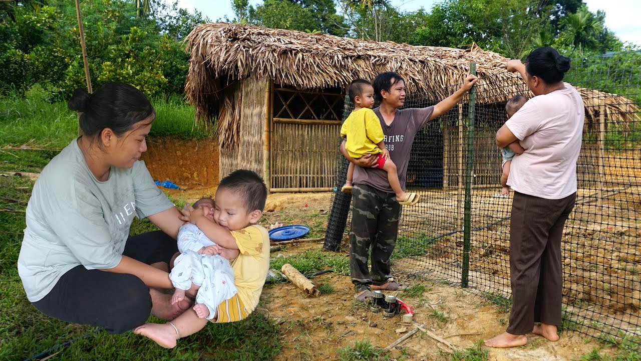 Started gardening to grow vegetables, Using nets to fence the garden. Daily life of Poor family