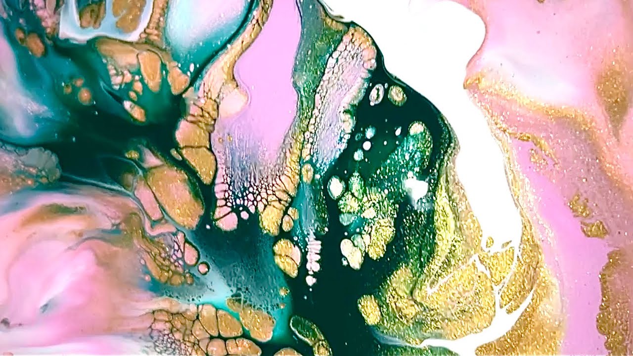 Trending Colors? Pink, Emerald and Gold Dutch Pour.