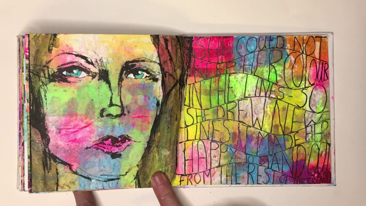 Art journal flip through: Dina Wakley 6in Journal