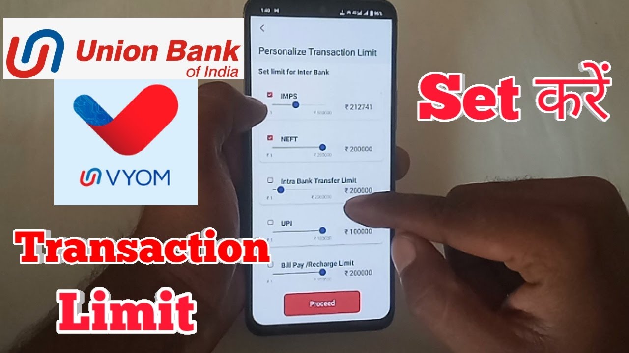 how to set transaction limit in vyom union bank app, vyom union bank of india set transaction limit
