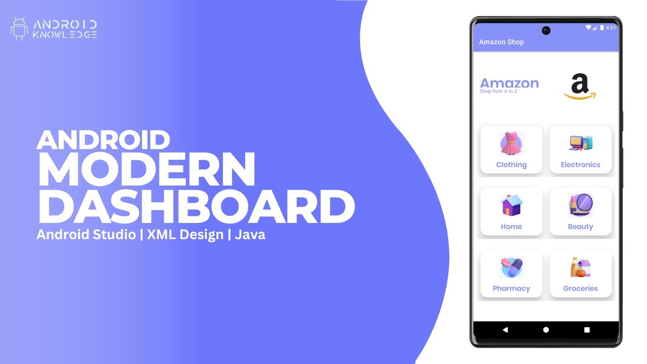 Modern Dashboard Design in Android Studio using CardView | XML Material UI Design
