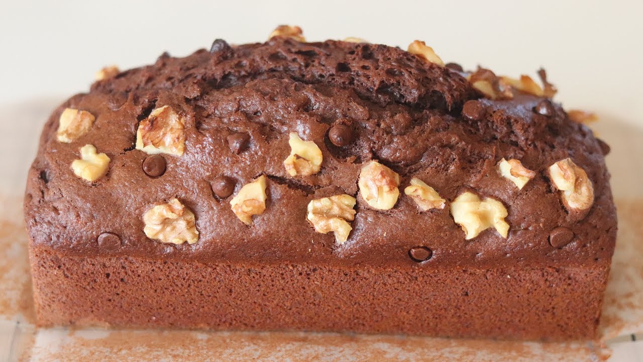 【バター不使用】混ぜて焼くだけ！簡単チョコバナナパウンドケーキの作り方／Fluffy Chocolate Banana Pound Cake recipe