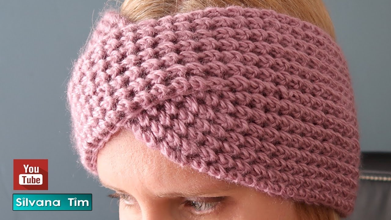 Cómo tejer una DIADEMA / VINCHA / TURBANTE de lana con dos agujas № 914