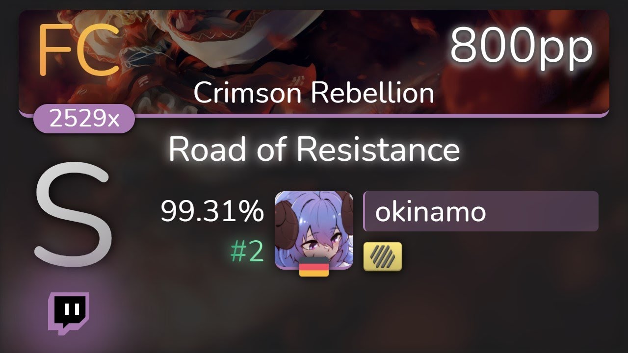 [7.59⭐Live] okinamo | BABYMETAL - Road of Resistance [Crimson Rebellion] +HD 99.31% {#2 800pp FC}