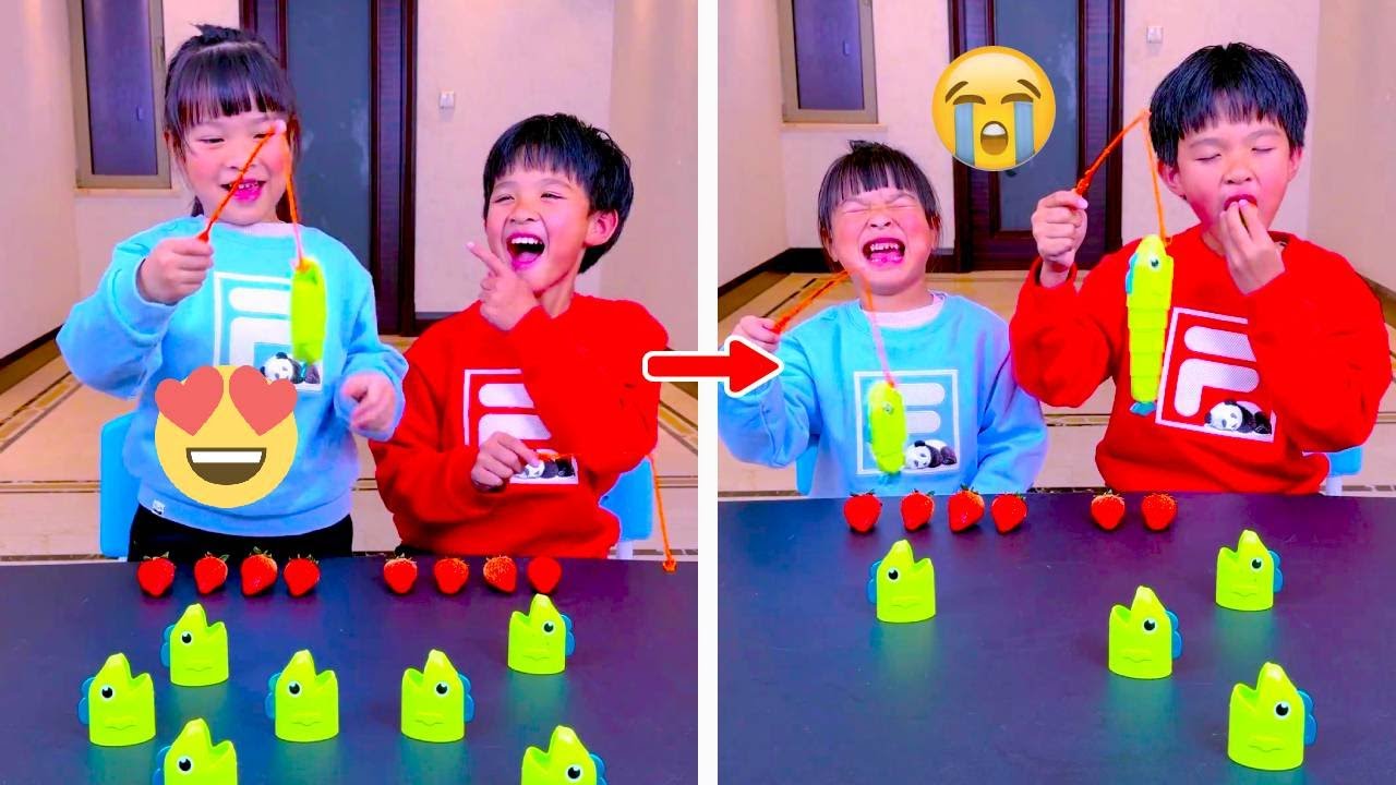 Family Games | Fishing Battle! Who will win, brother or sister? #funny #partygame #challenge
