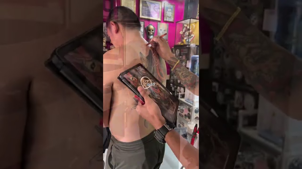 Two Face Hannya Mask Tattoo! #tattoolife #inkedlife #fullbacktattoo #followmenow | Doctv