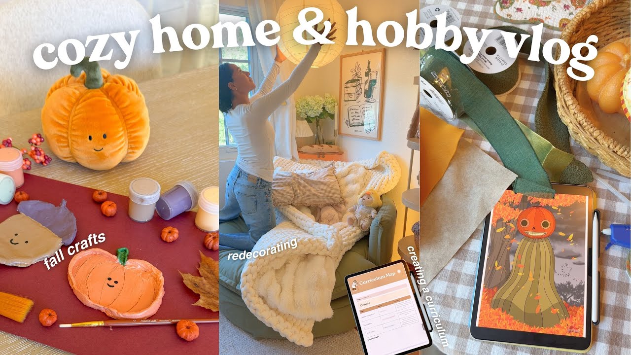 Cozy Fall Vlog🧺 fall craft projects, hobby room redo, fall curriculum & more