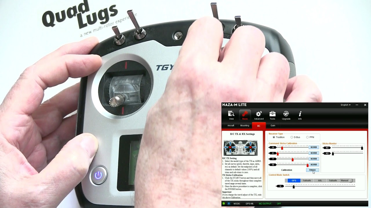 QuadLugs - Bell build - programming the NAZA - M - Lite controller