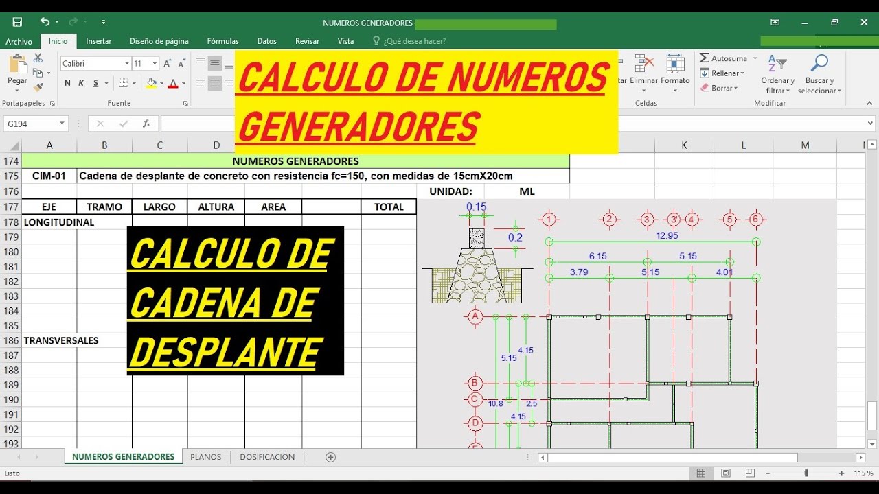 CALCULO DE NUMEROS GENERADORES 06 - CALCULO DE CADENAS DE DESPLANTE