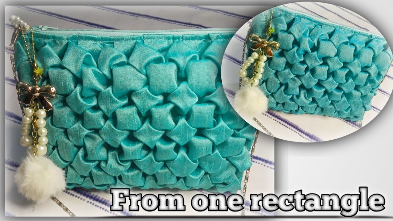 DIY fancy clutch from one piece of fabric♥how to make smocking purse bag easy | Fashion idea