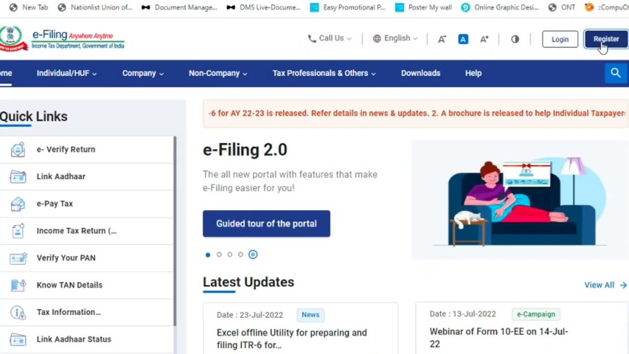 Income Tax: Registration on e-filing portal
