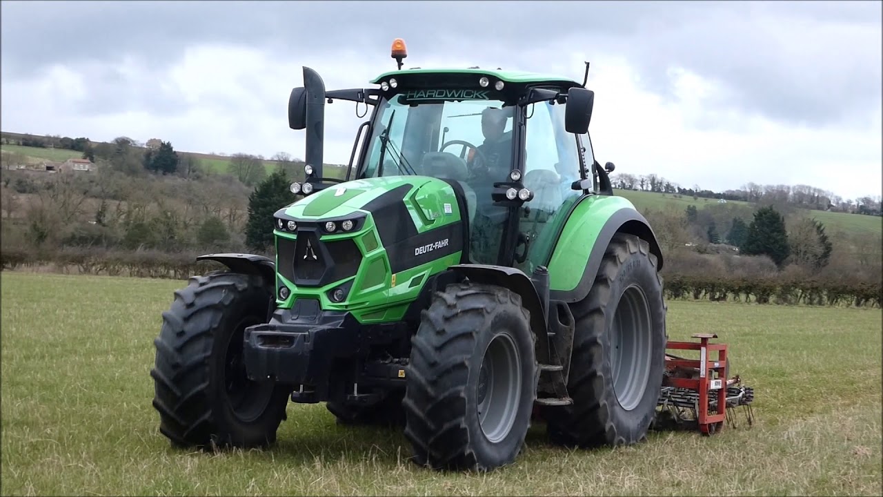 DEUTZ-FAHR 6155 Tractor Raking The Field Busy Working