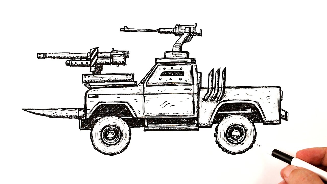 How to draw a Car with Weapon