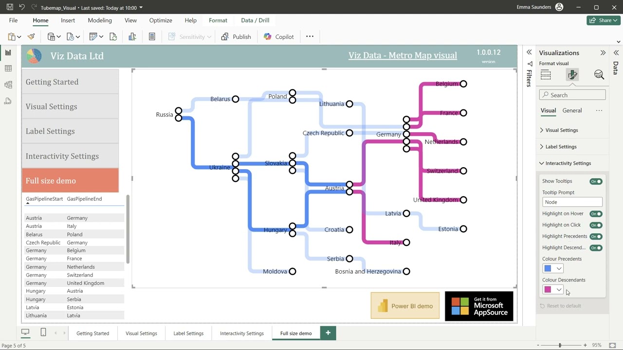 DEMO | Metro Map | Power BI custom visual