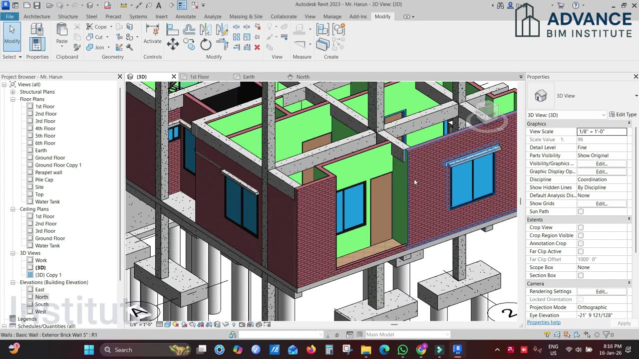 Mr. Harun Live Project Revit Training Part 10 | Ground Floor Railing, Drop Wall & Ceiling Design