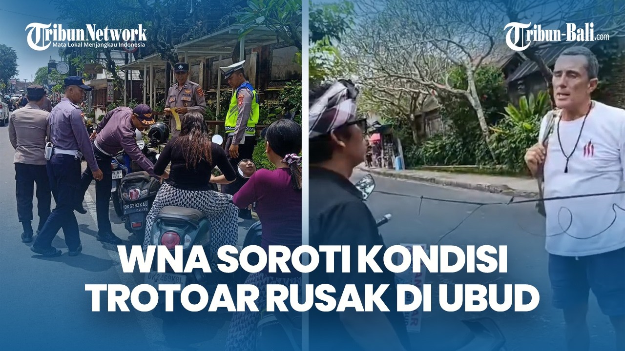 Pecalang Tertibkan Parkir Liar di Ubud, WNA Soroti Kondisi Trotoar Rusak