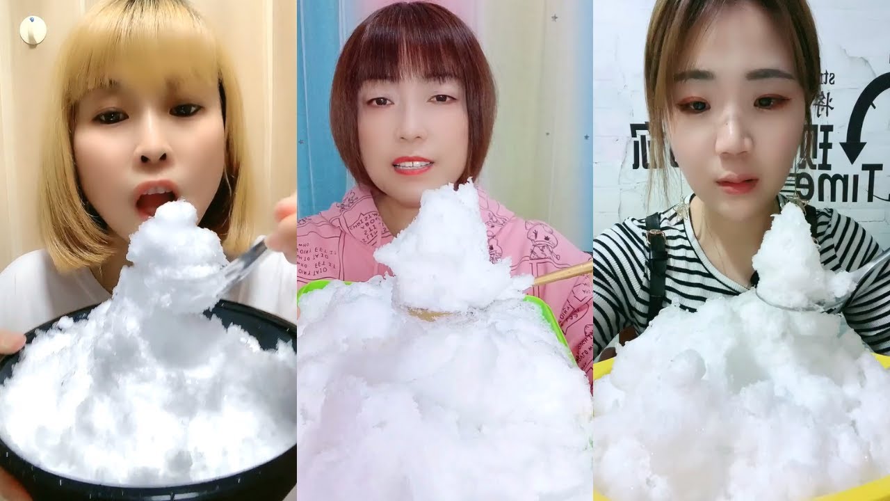 【ASMR】WHITE FLUFFY SNOW EATING ASMR SOFT CRUNCH P191 ❄️POWDERY ICE CRUNCHY SOUND SATISFYING MUKBANG