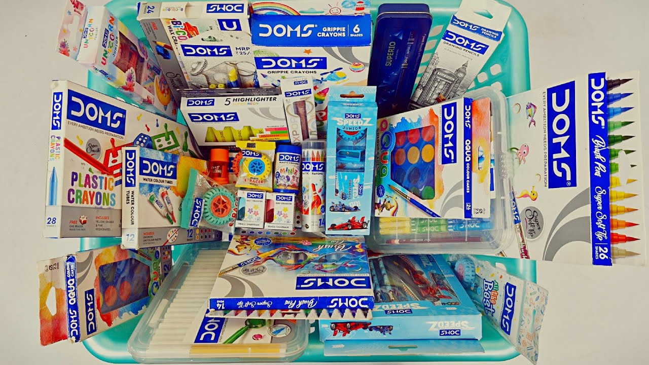 Unique doms collection - oil pastels, e racer eraser, erasner, Plastic Crayons, wax crayon, sharpner