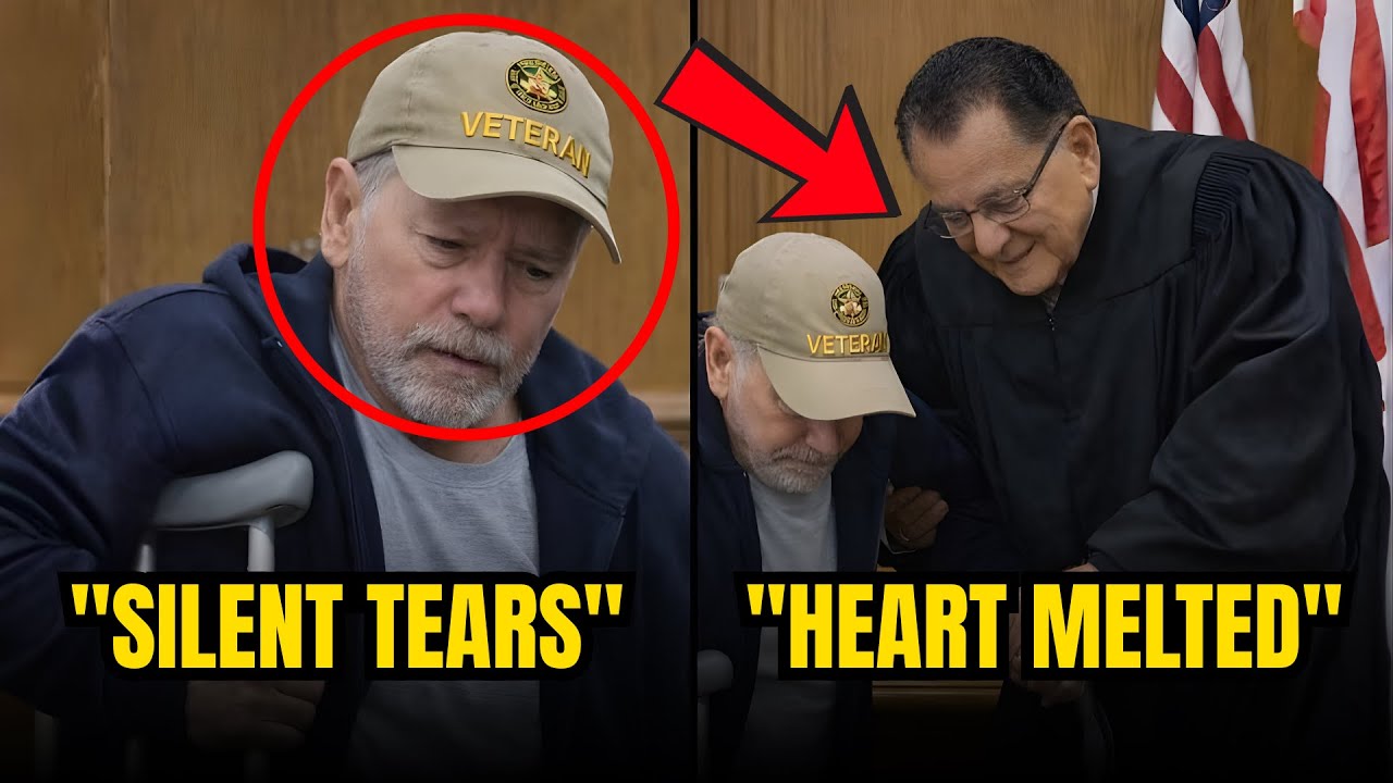 Disabled Veteran Struggles to Walk to Court Judge Comes Down From Bench to Help