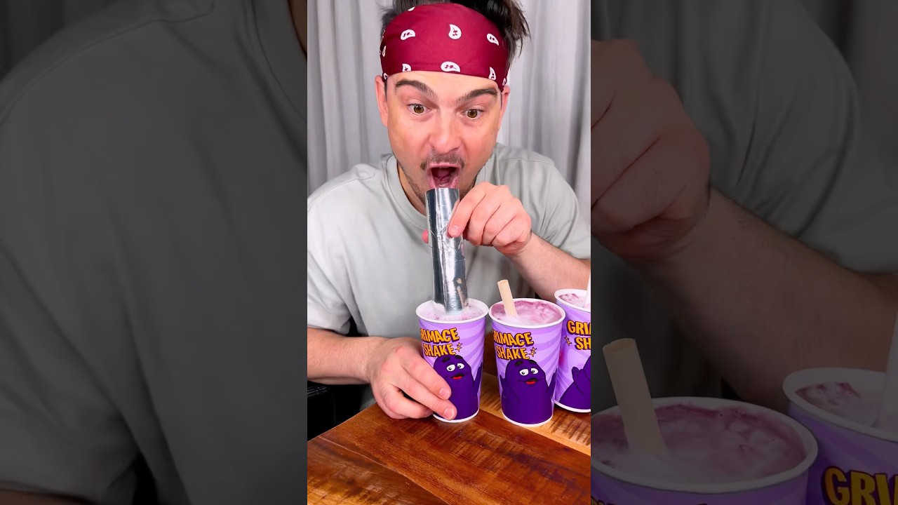 How to enjoy BLUEBERRY Grimace shake with your friend?😅❤️🥤| CHEFKOUDY