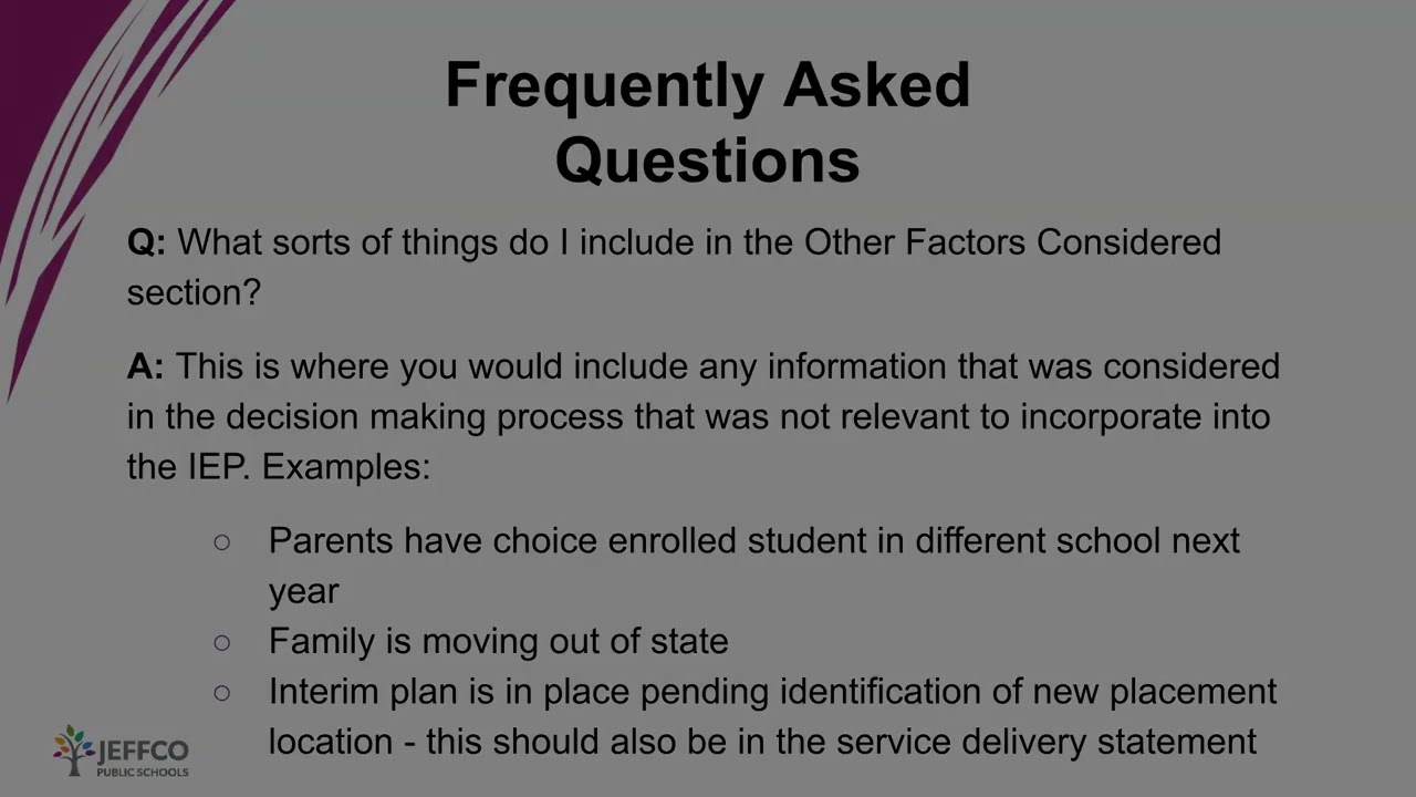 Jeffco Special Education: Prior Written Notice Training (Part 2)