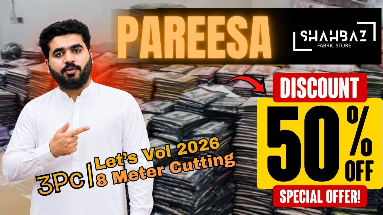 Original Brand PAREESA Let’s Vol 2026 | 8 Meter Stock 3Pc | Upto 50% Discount Buy Online Wholesale |