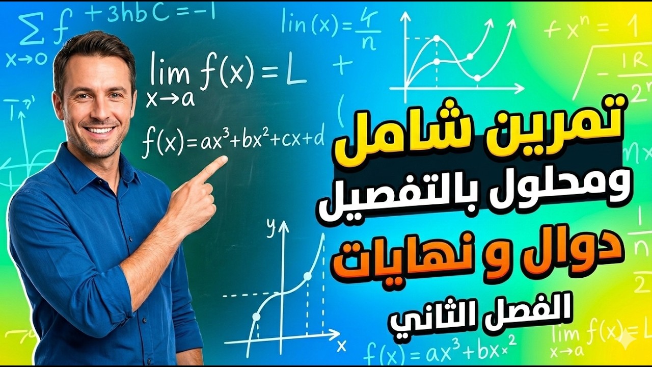 💯 تمرين شامل ومحلول بالتفصيل | دوال و نهايات - مراجعة لإختبار الفصل الثاني 2AS