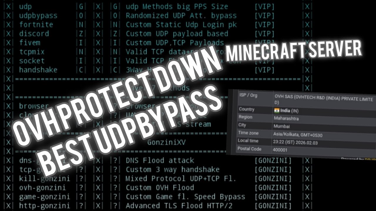 GonziniXV SHOWCASE POWER vs VeoZax Minecraft Server OVH PROTECT | BEST BYPASS | BEST POWER | DDOS |