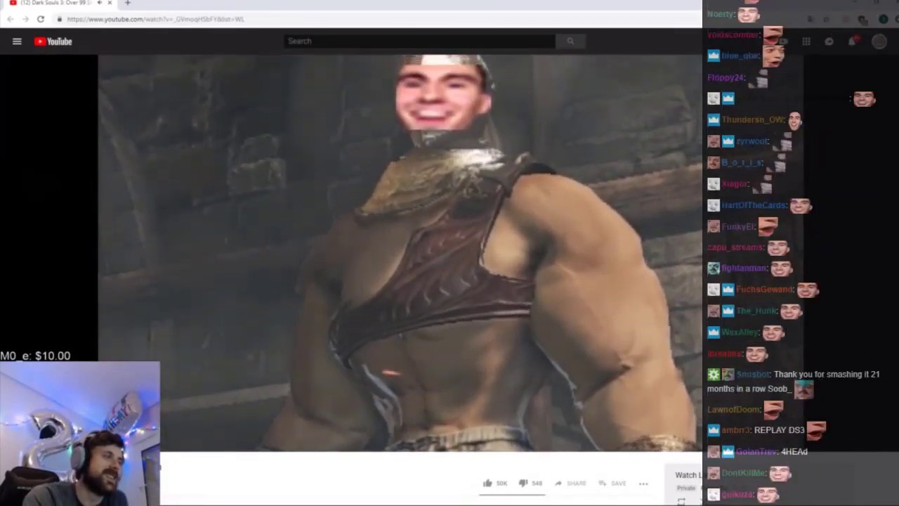 Forsen Reacts to Billy Herrington Dark Souls 3 with Twitch Chat