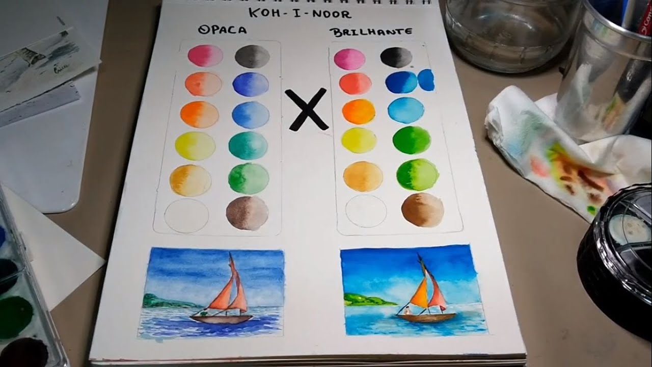 Como é a aquarela da KOH-I-NOOR: Opaca x Brilhante