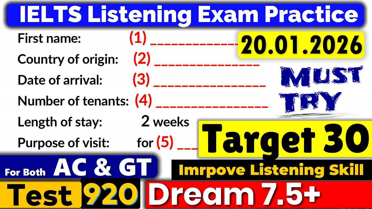 IELTS Listening Practice Test 2026 with Answers | Recent Exam - 20.01.2026