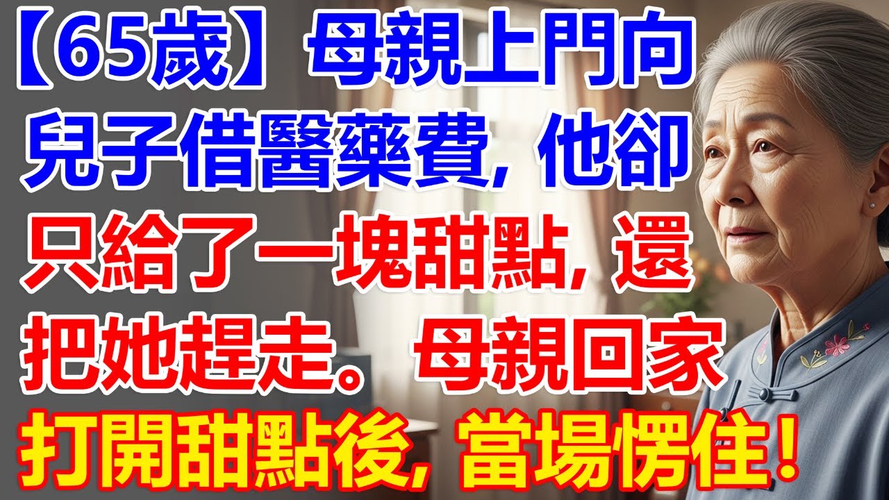 【65歲】母親上門向兒子借醫藥費，他卻只給了一塊甜點，還把她趕走。母親回家打開甜點後，當場愣住！