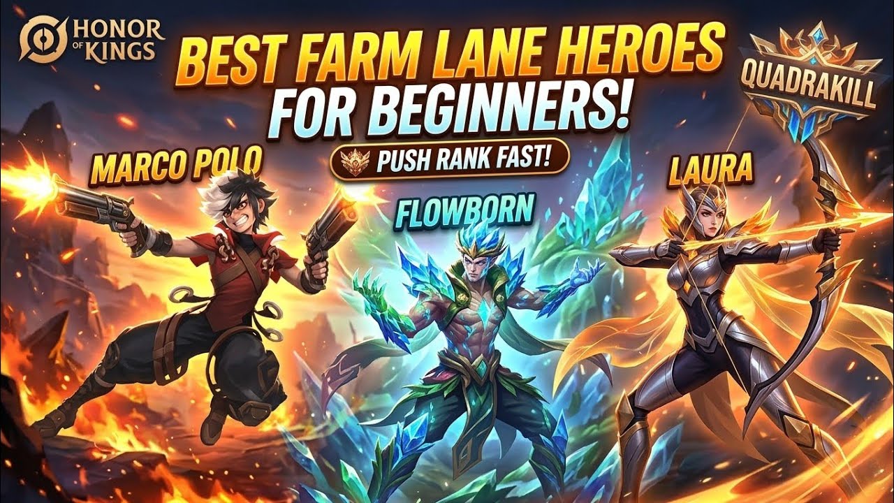 BEST Farm Lane Heroes for Beginners to PUSH RANK Fast! | Honor of Kings